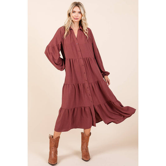 Sienna Button Down Tiered Midi