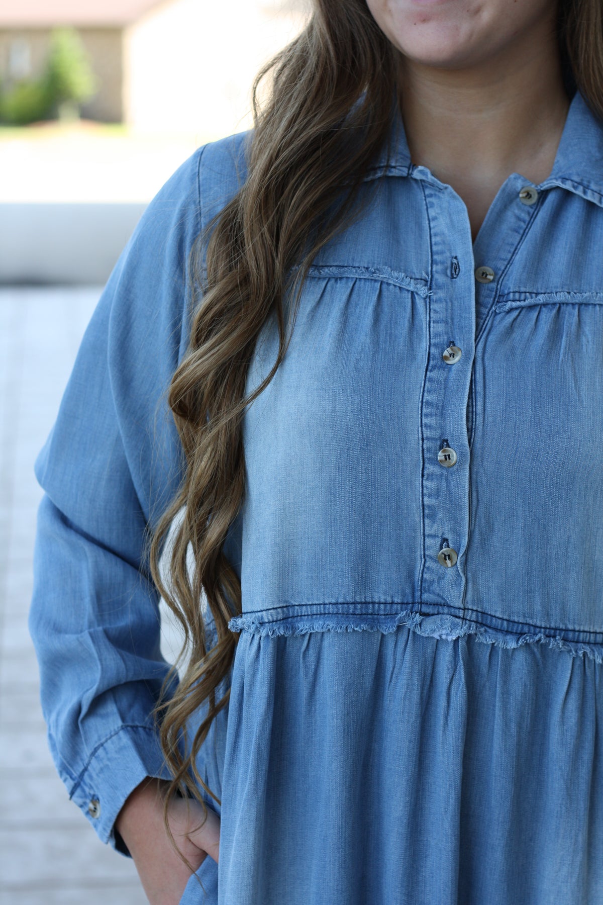 Mineral Washed Denim Maxi Dress