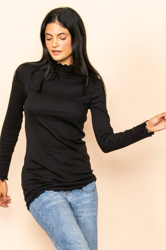 Lettuce Hem Ribbed Layering Top