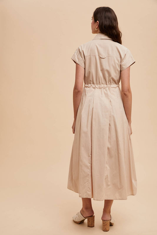 Linen Button Down Midi Dress