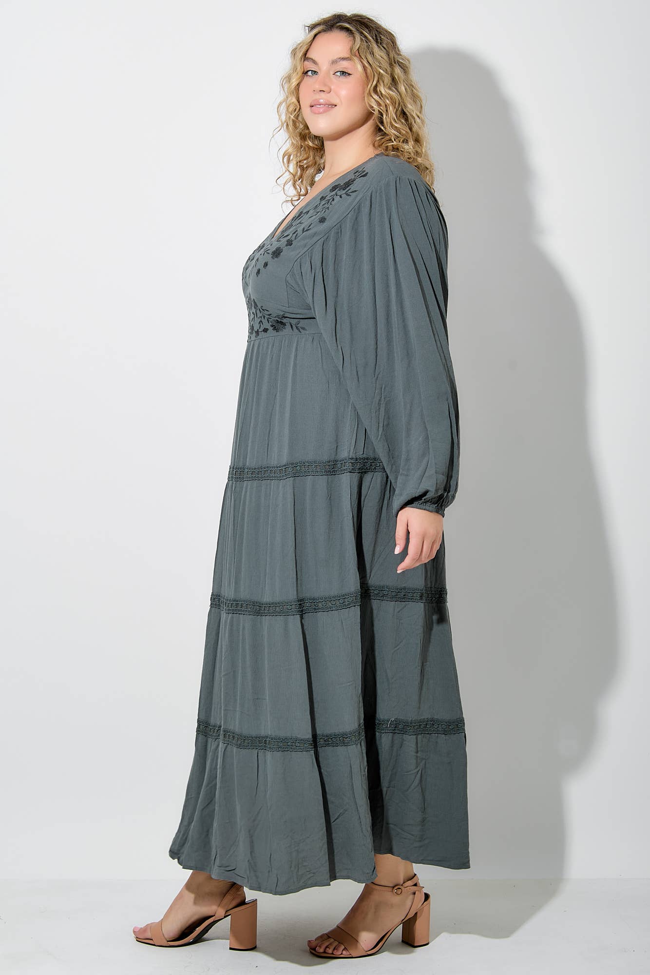 Dusty Blue Embroidered Dress