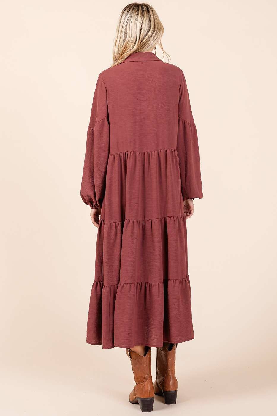 Sienna Button Down Tiered Midi