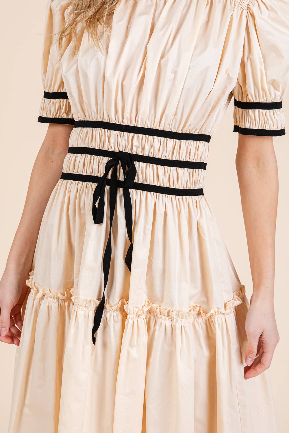 Black Ribbon Trim Dress