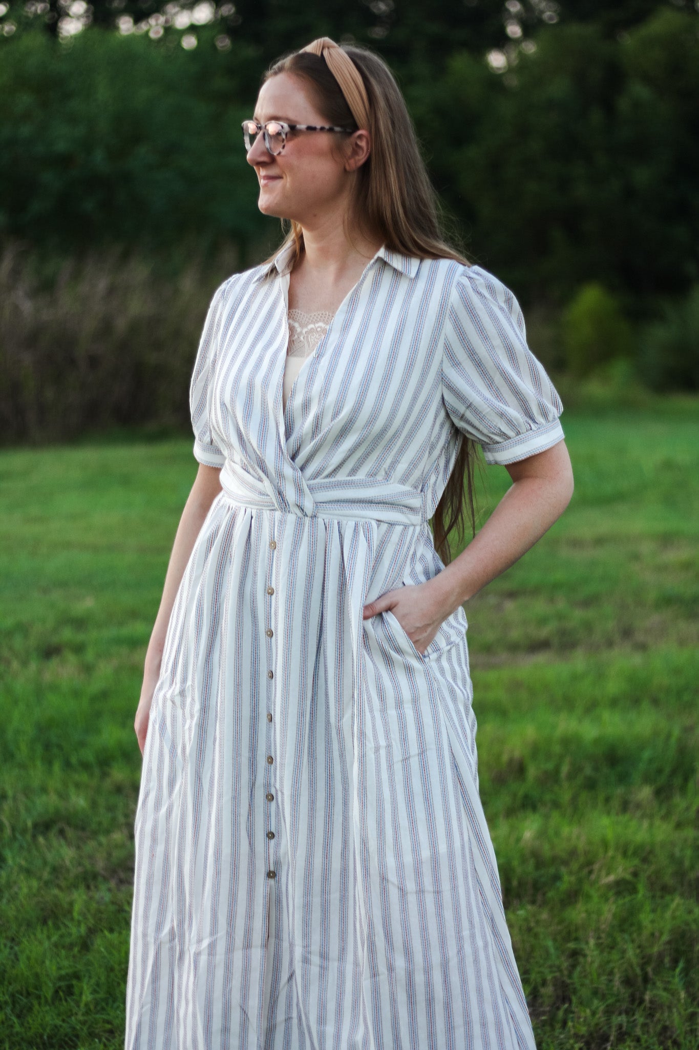 Stripped Stitching Dress