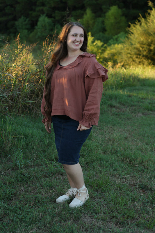 Textured Ruffle Top