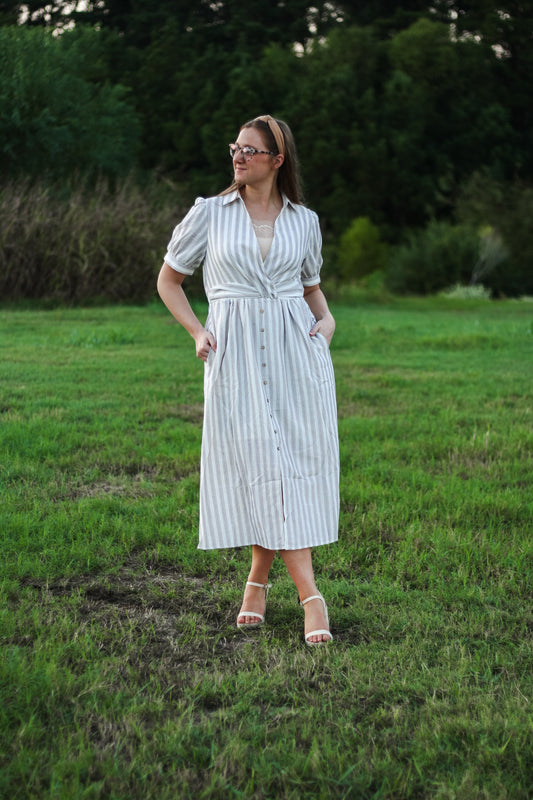 Stripped Stitching Dress