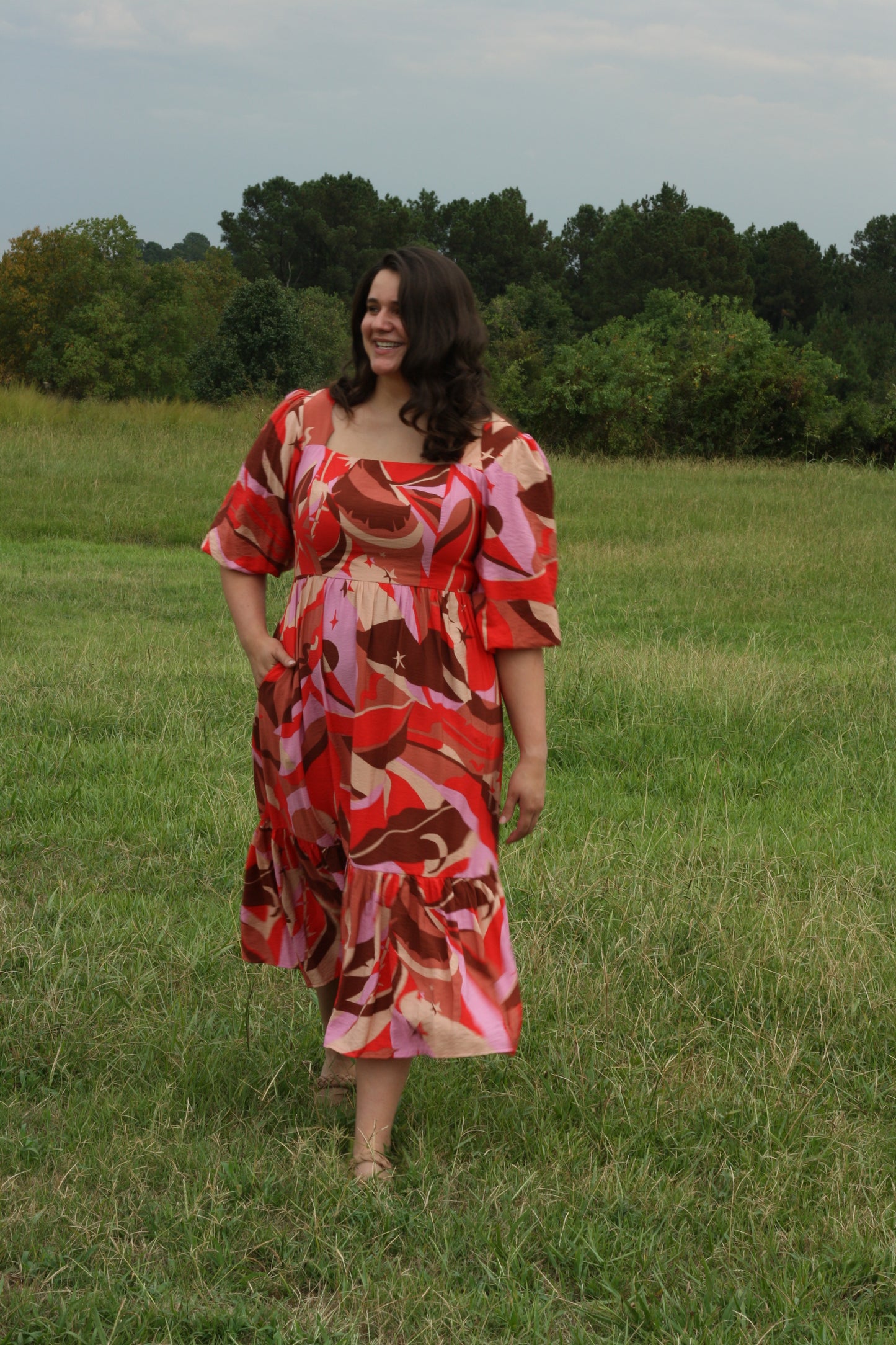 Printed Midi Dress