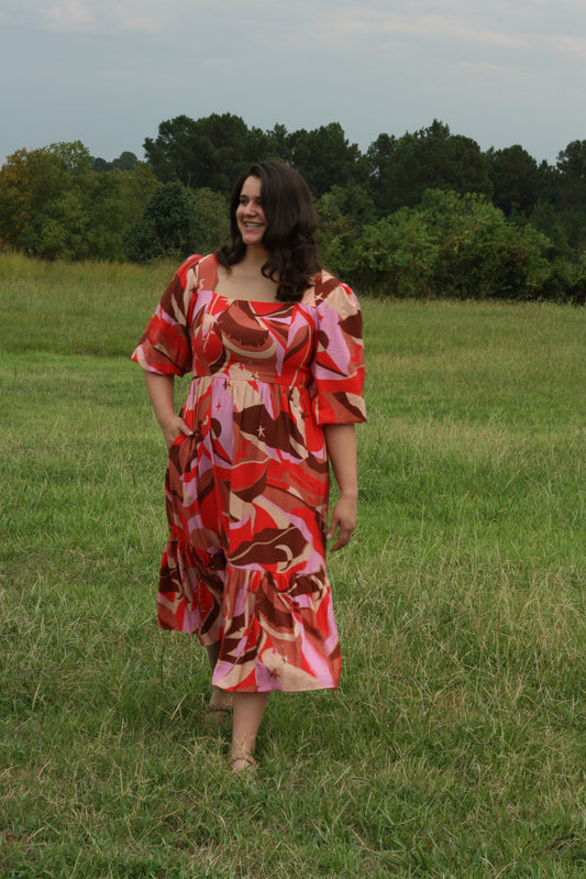 Printed Midi Dress