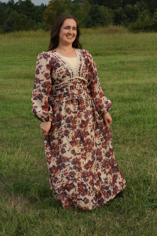 Taupe Trim Maxi Dress