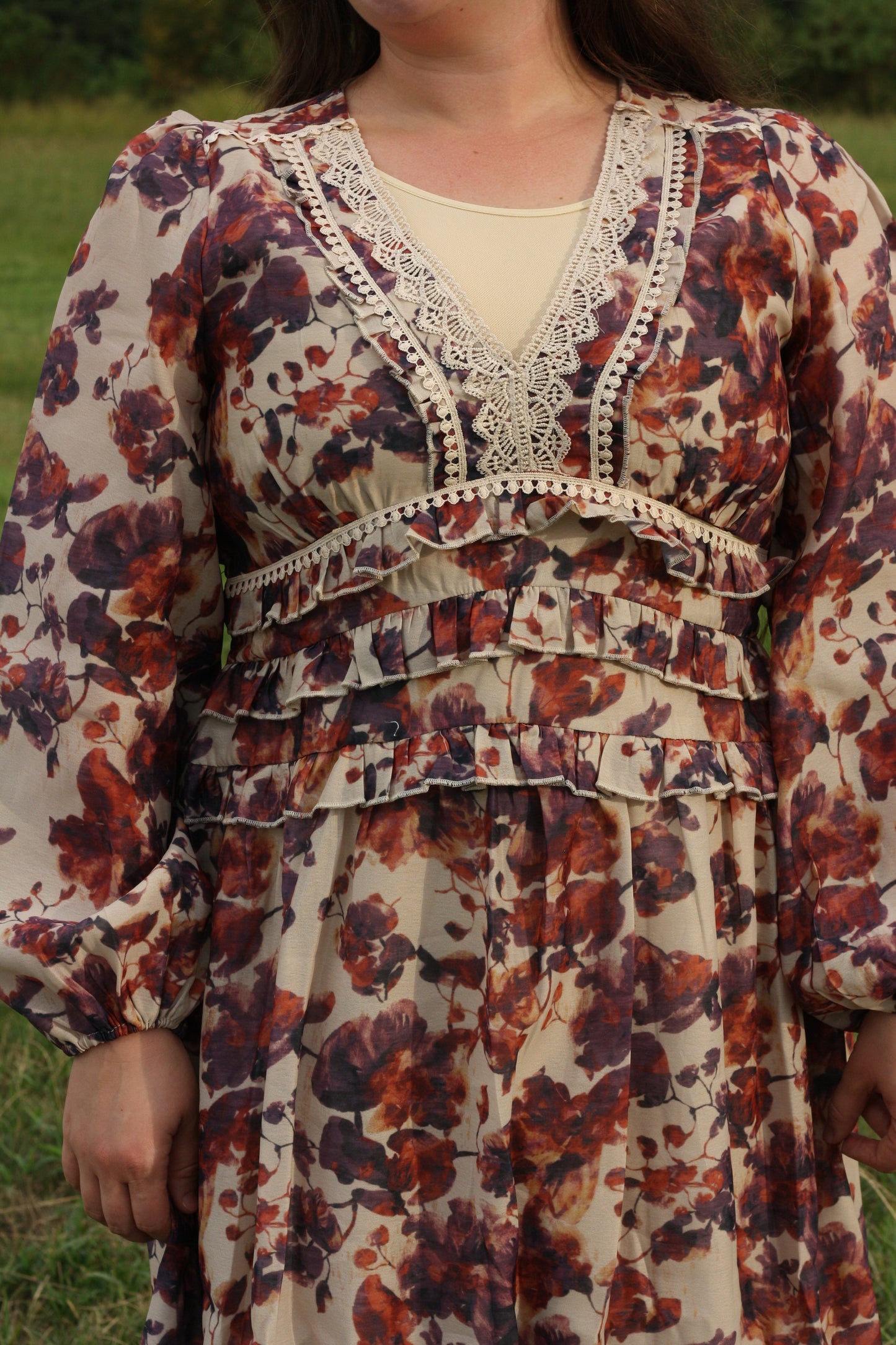Taupe Trim Maxi Dress