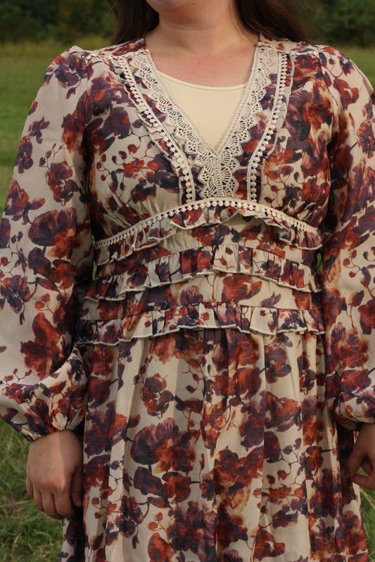 Taupe Trim Maxi Dress