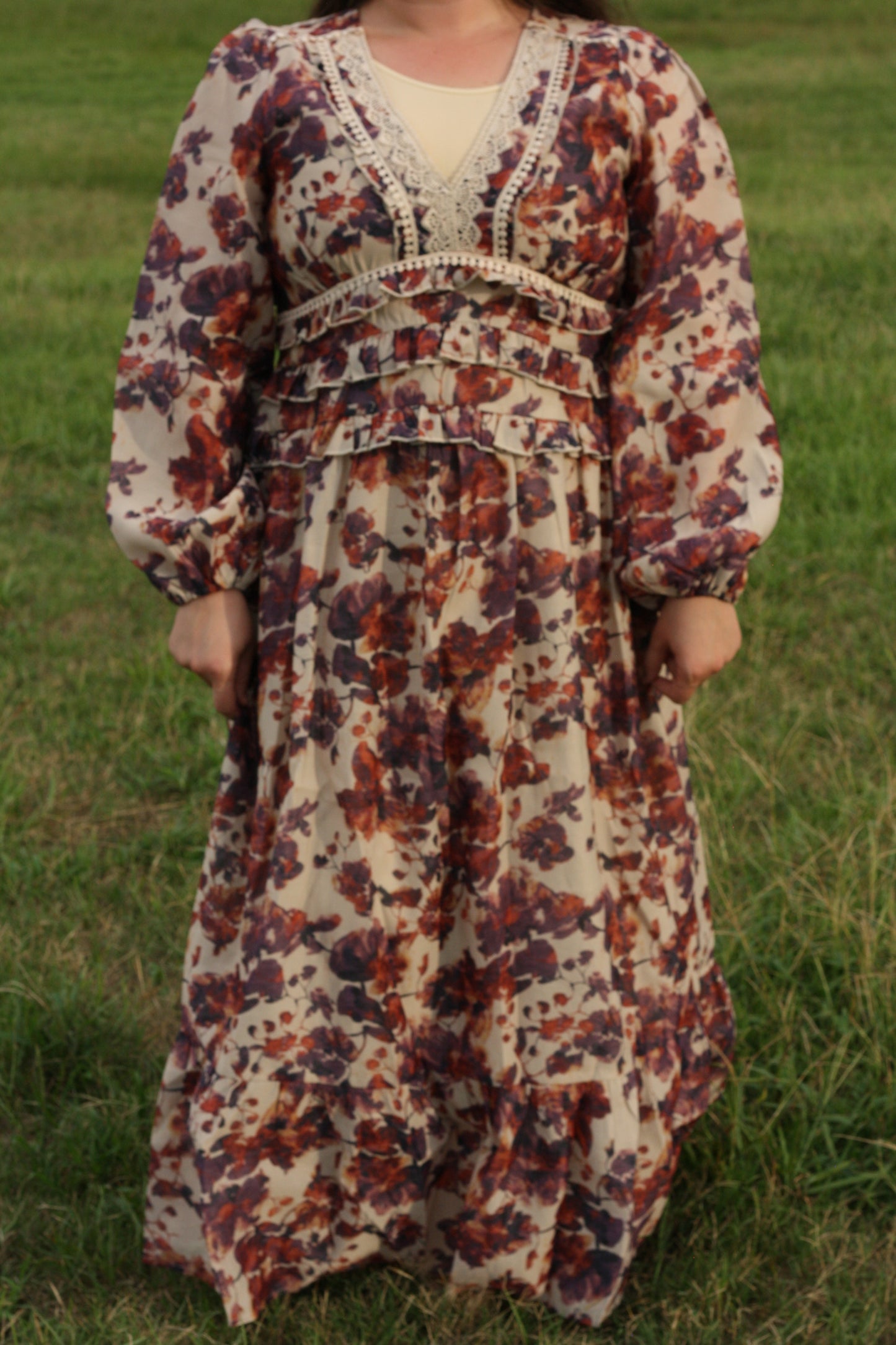 Taupe Trim Maxi Dress