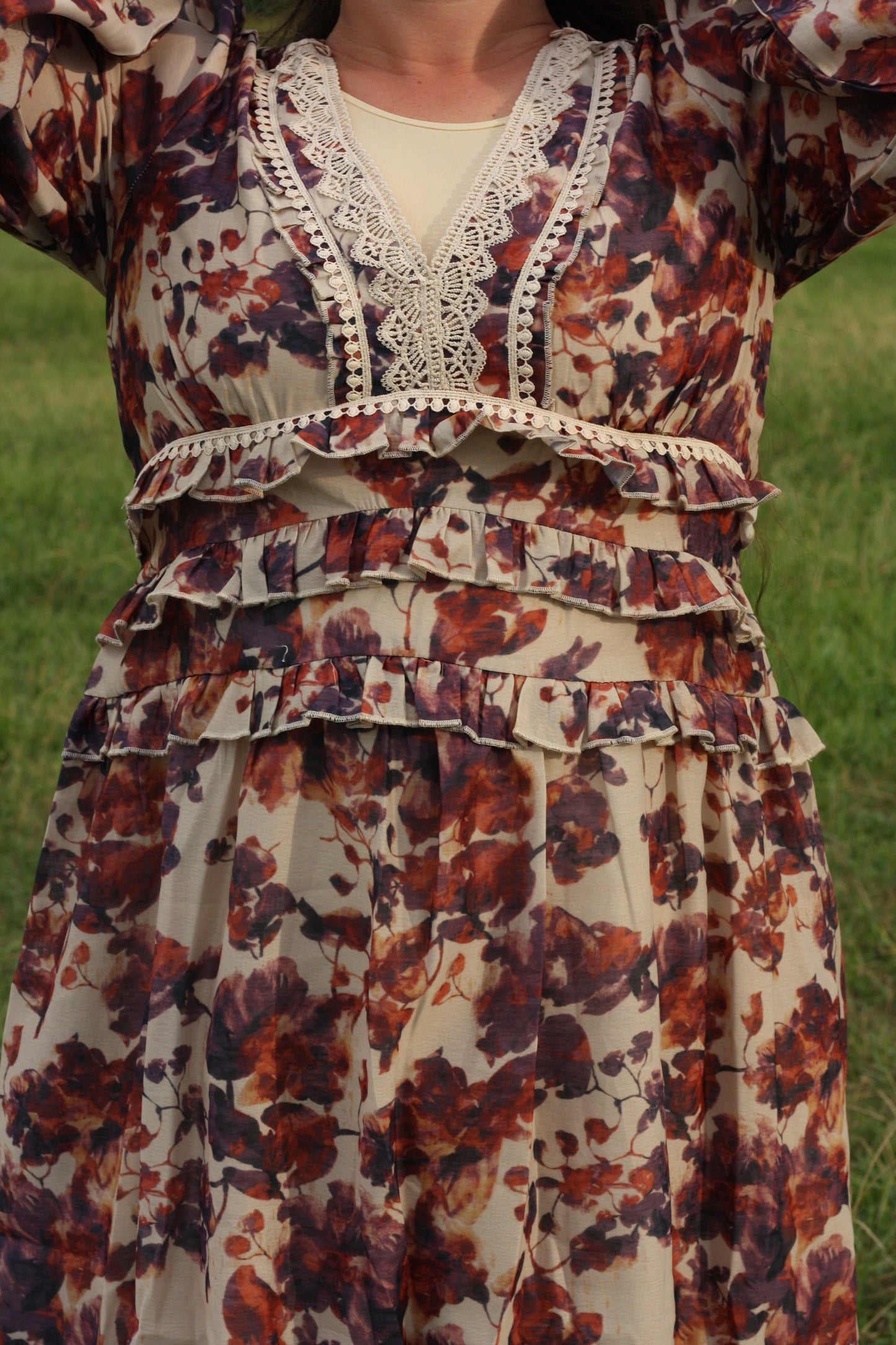 Taupe Trim Maxi Dress