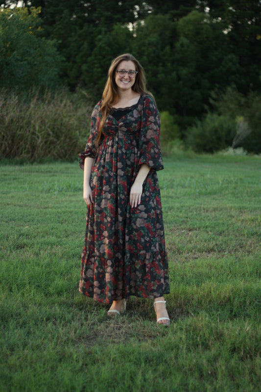Floral Crinkled Maxi Dress
