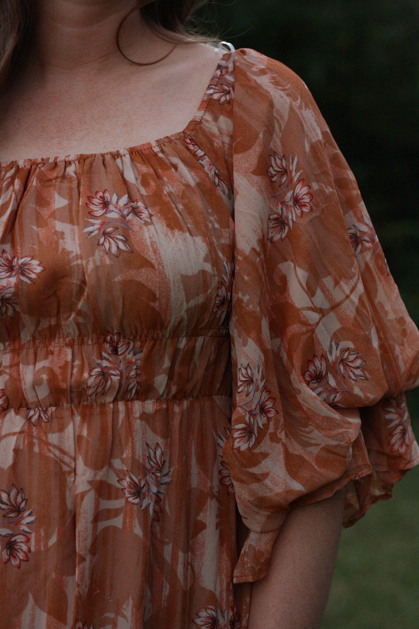 Puff Sleeve Floral Midi