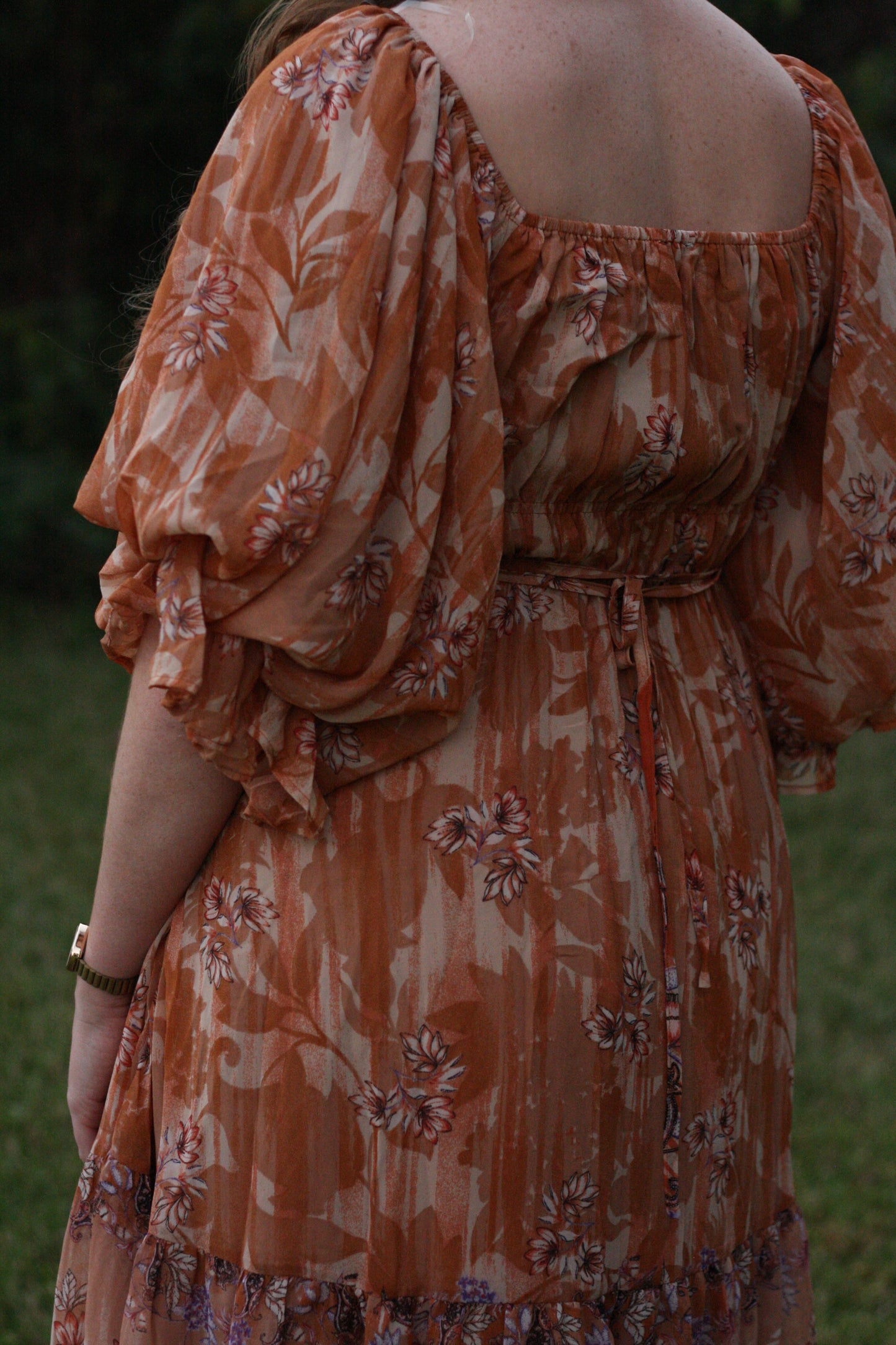 Puff Sleeve Floral Midi