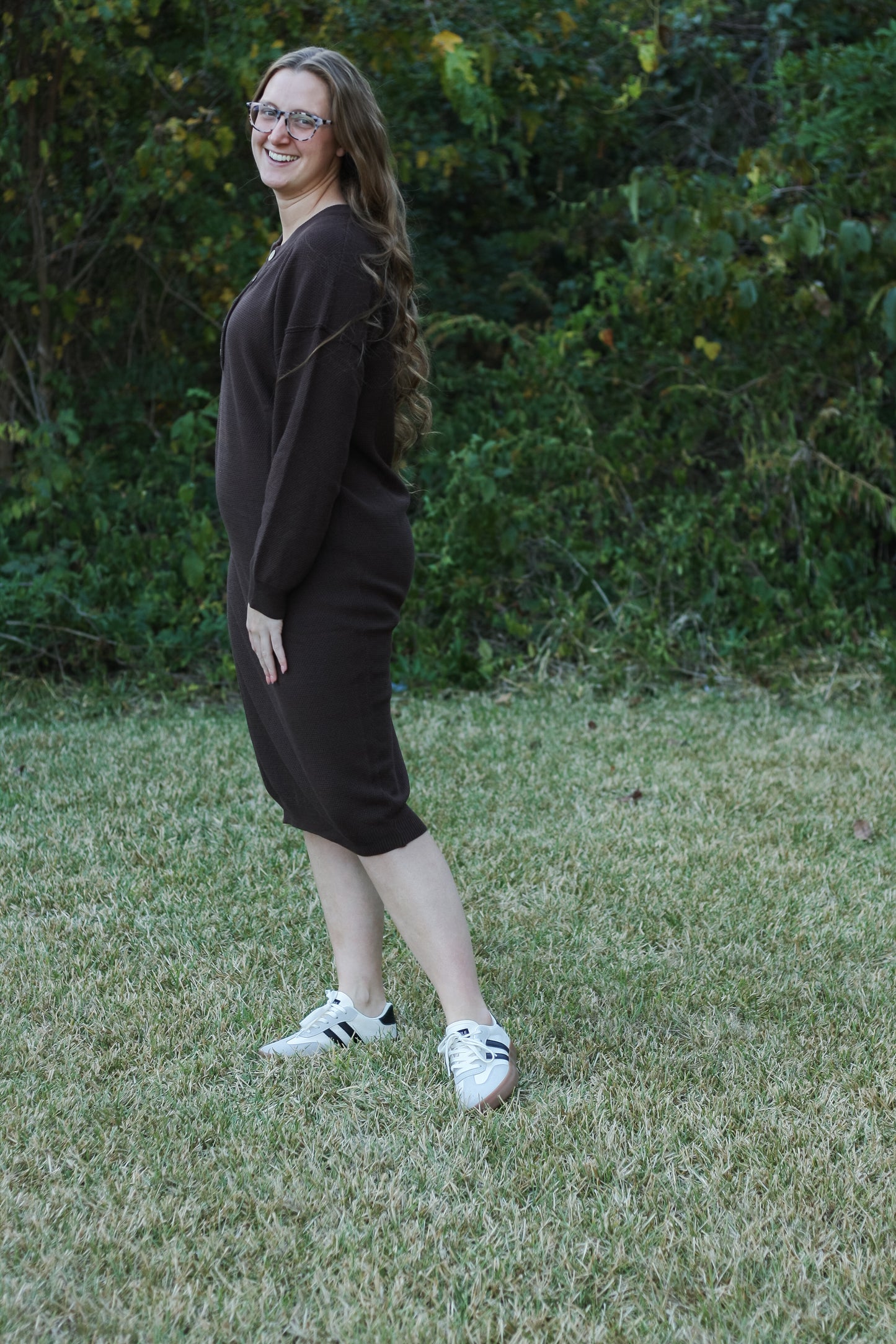 Button-Front Knit Midi