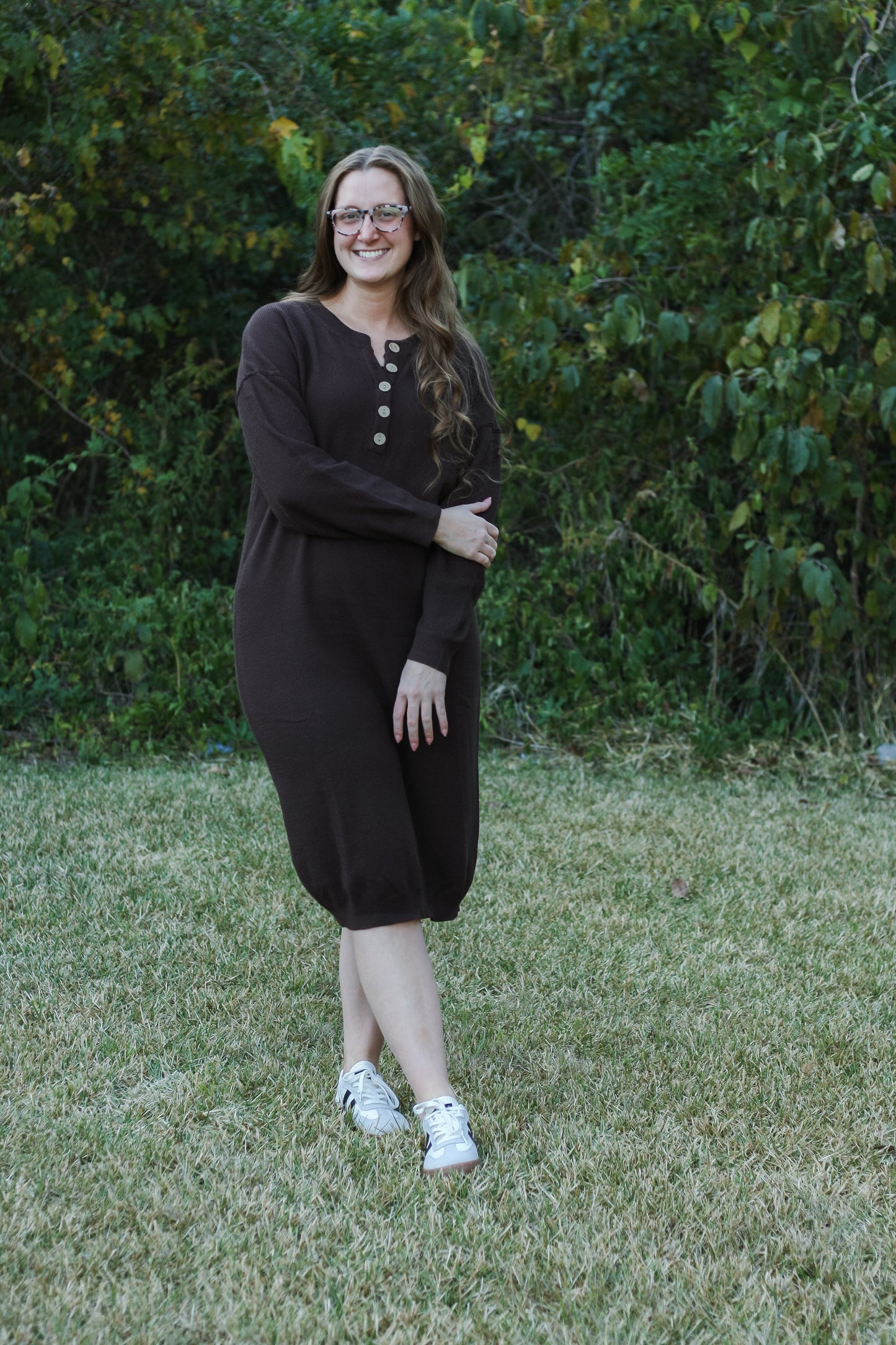 Button-Front Knit Midi