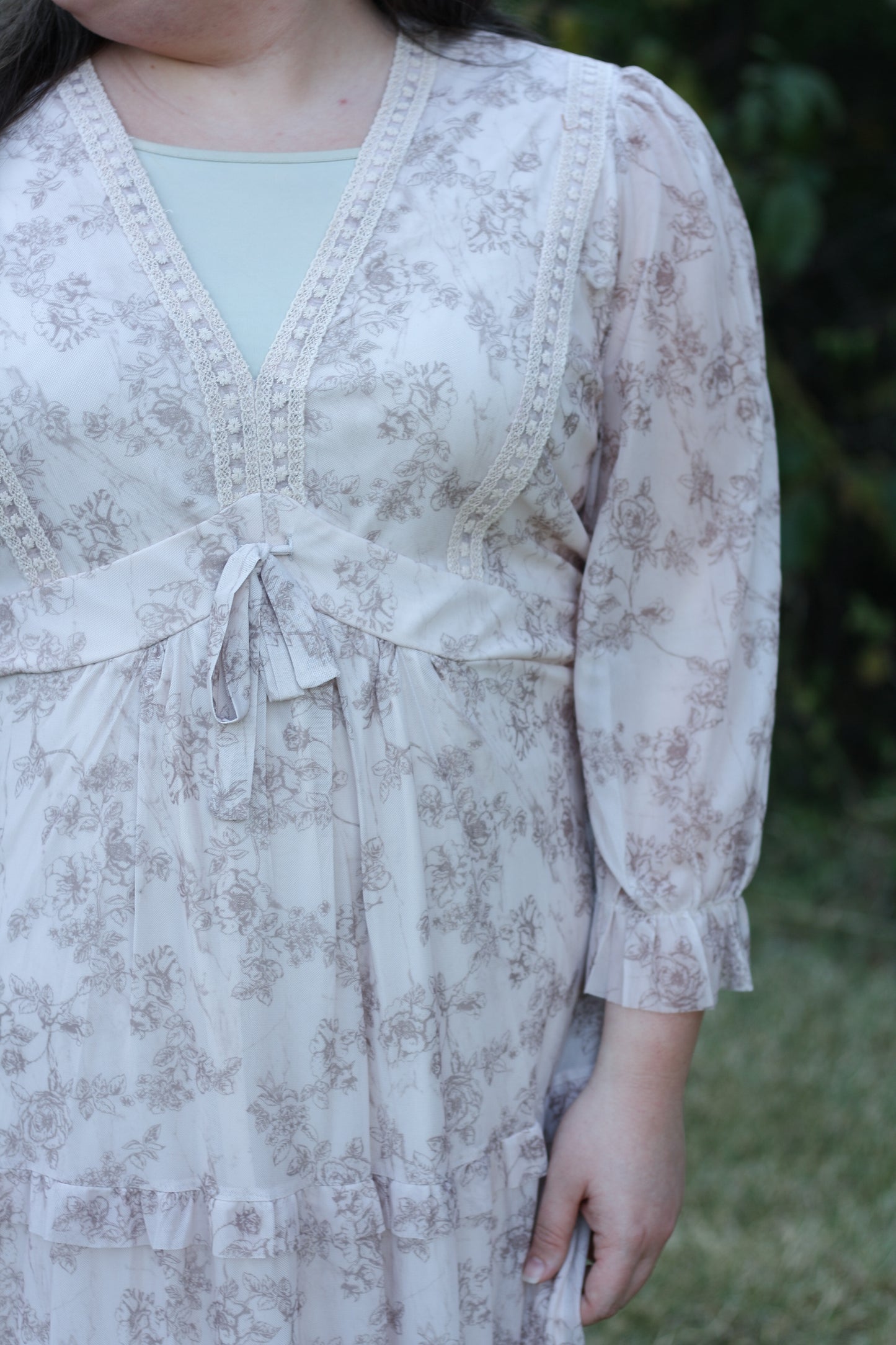 Printed Mesh Maxi Dress