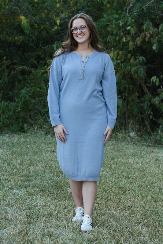 Button-Front Knit Midi