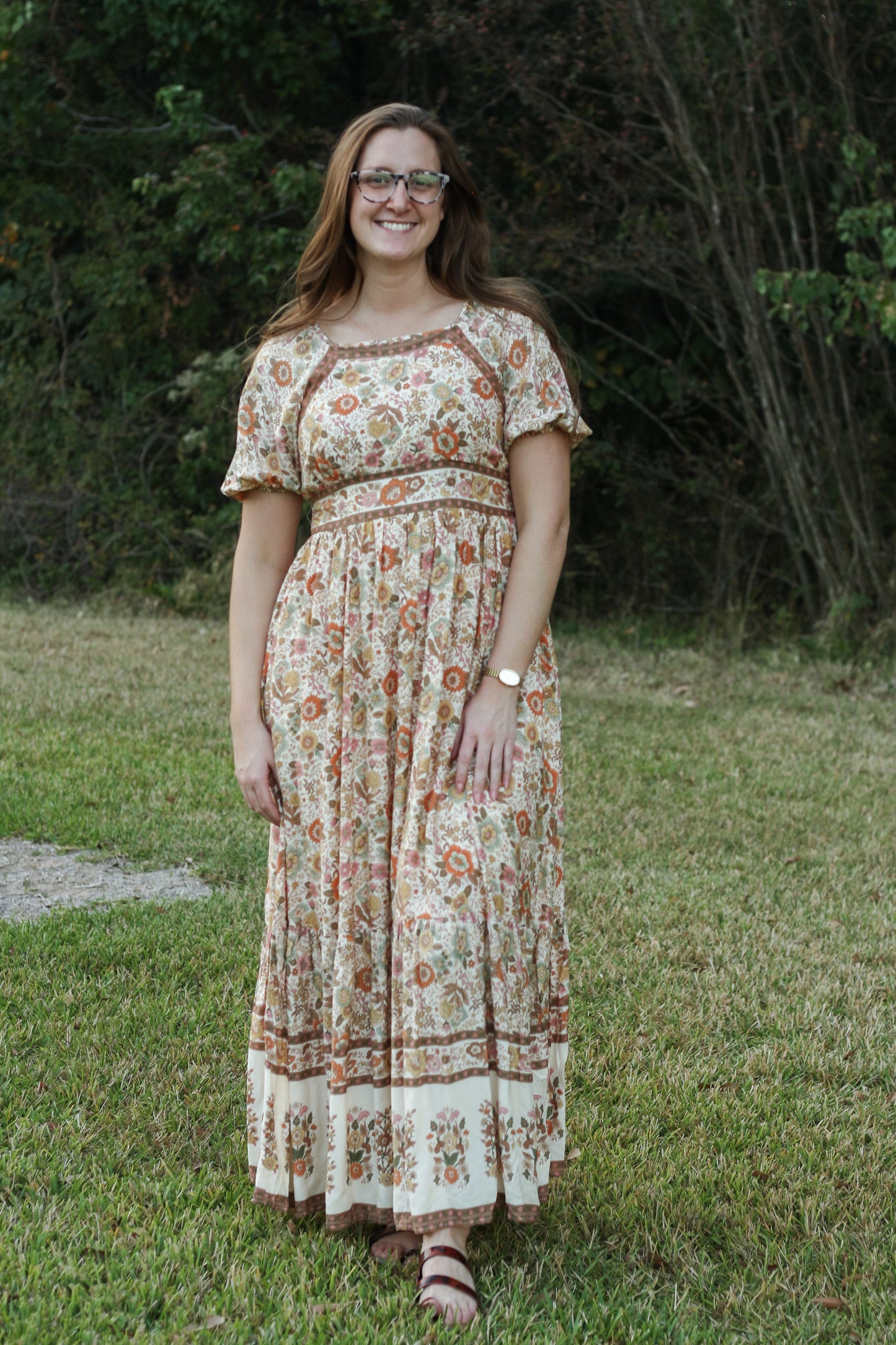 Multi Floral Border Dress