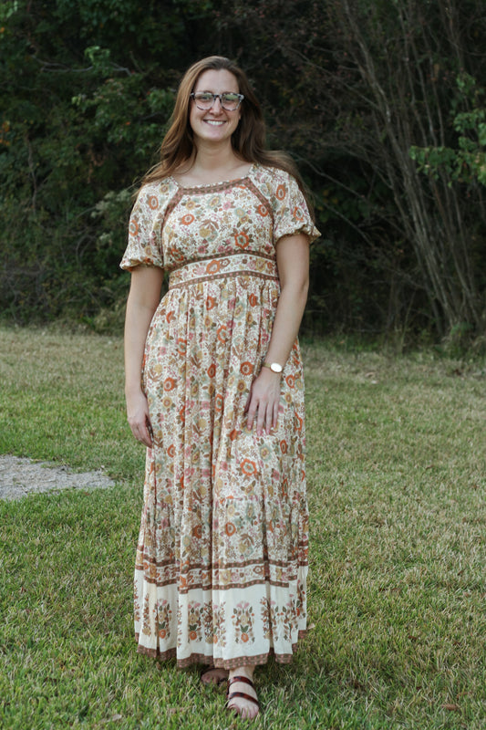 Multi Floral Border Dress