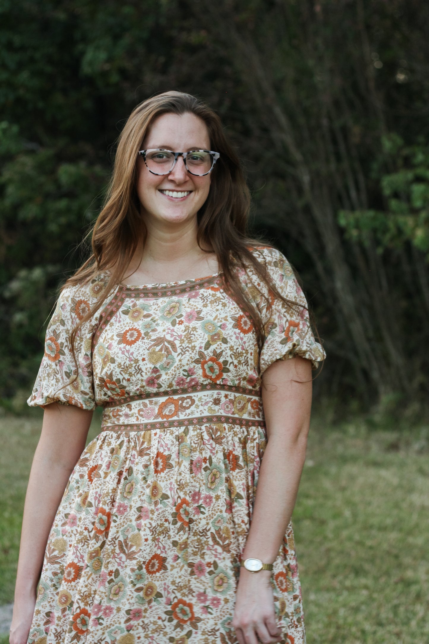 Multi Floral Border Dress