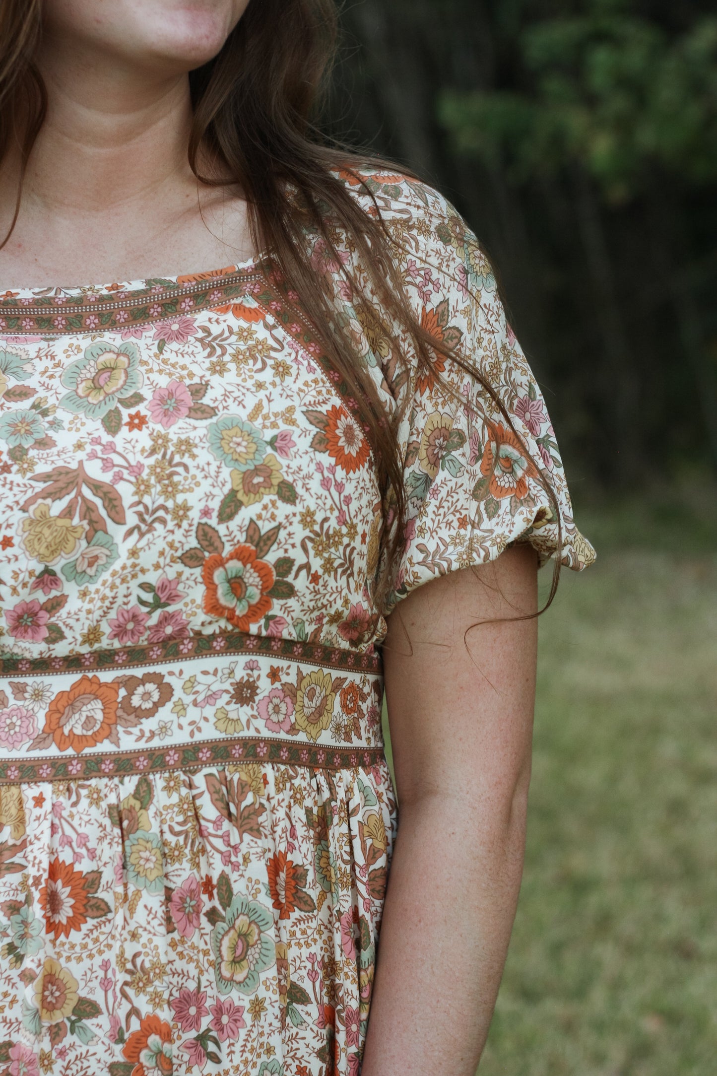 Multi Floral Border Dress