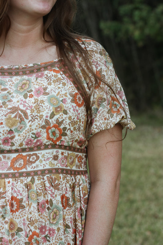 Multi Floral Border Dress