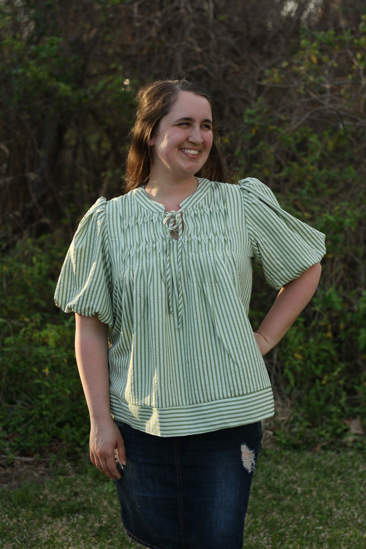 Puff Sleeve Striped Top