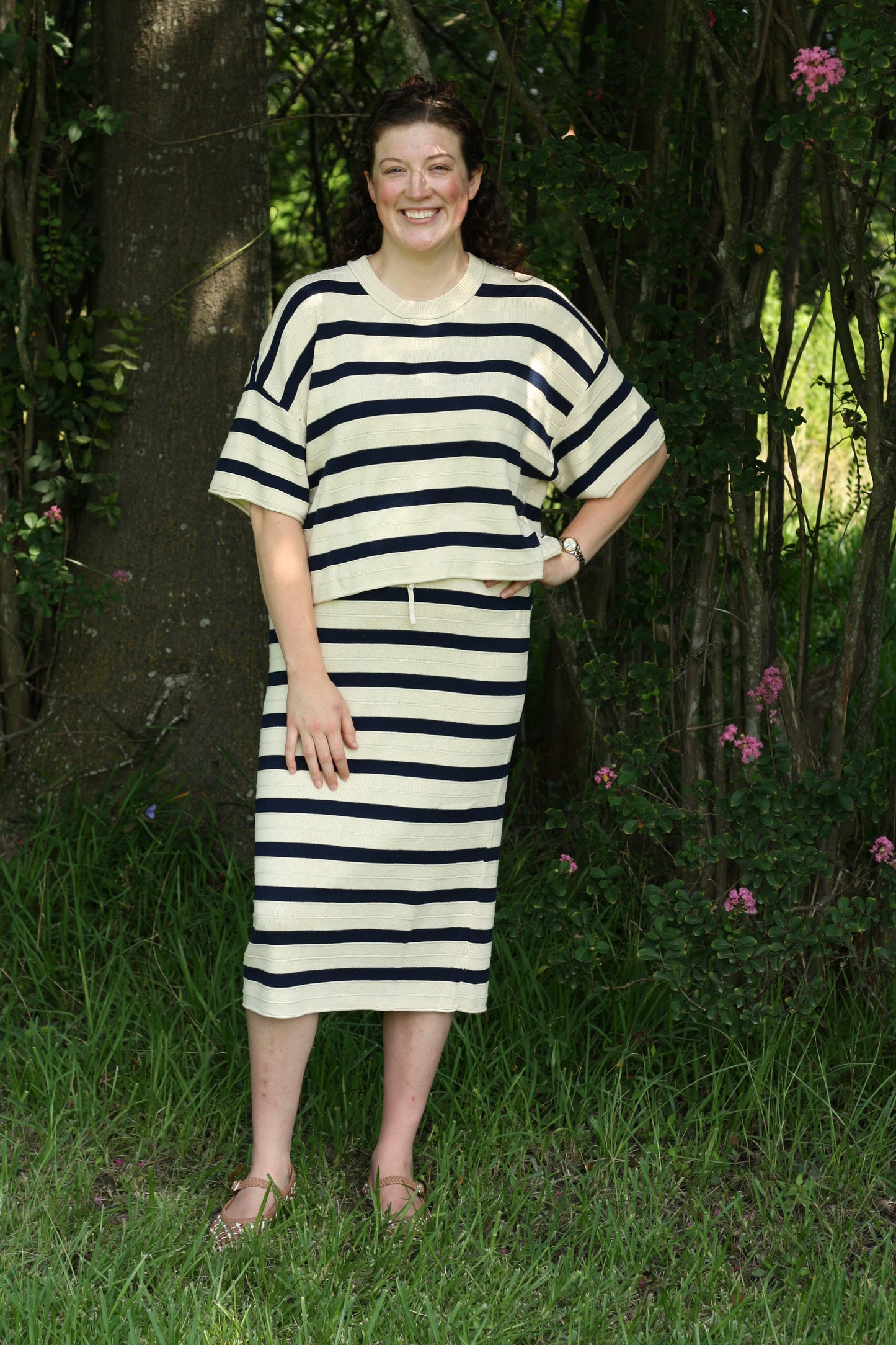 Soft Drape Cotton Knit Skirt Set
