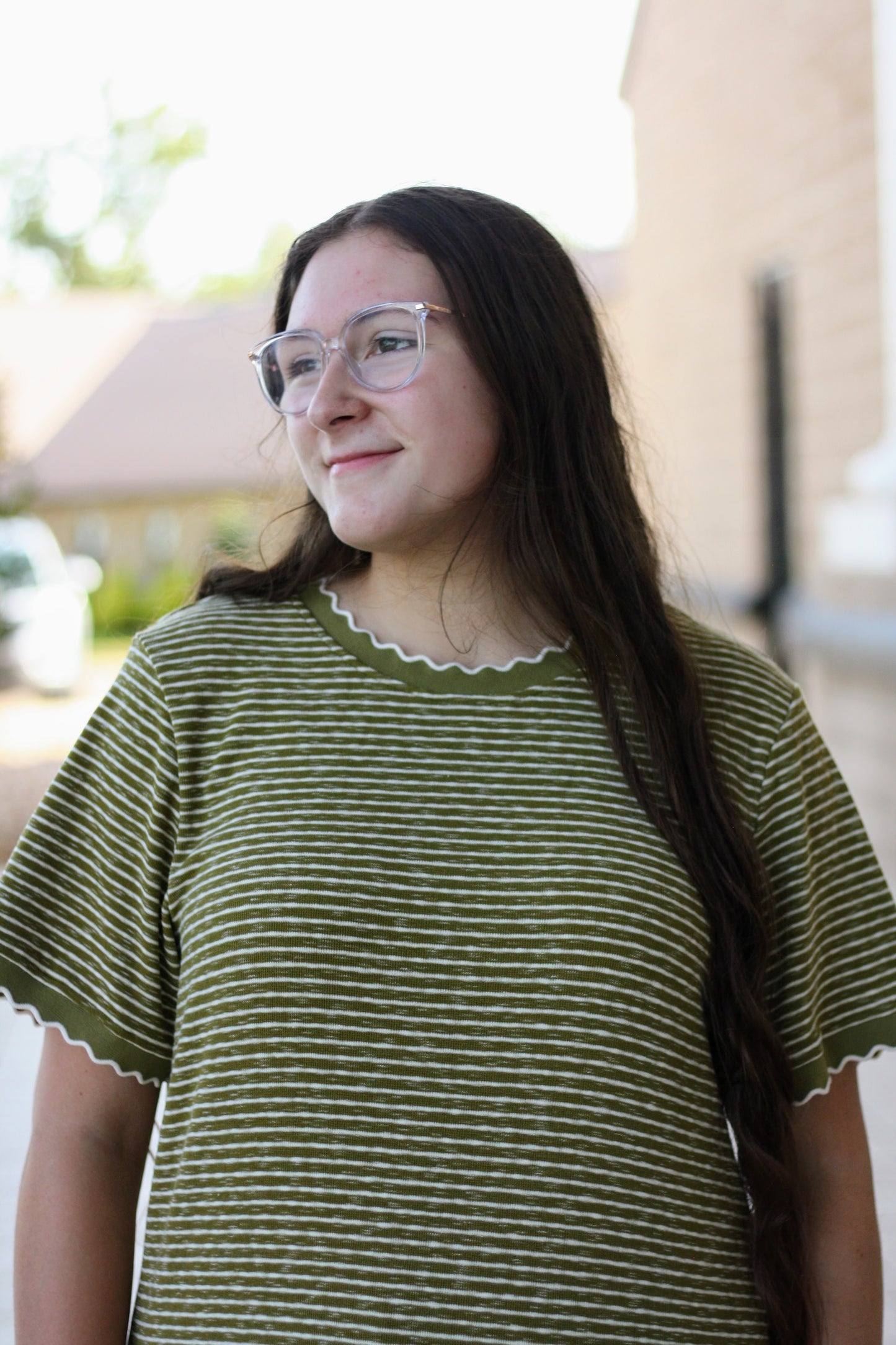 Striped Knit Midi Dress