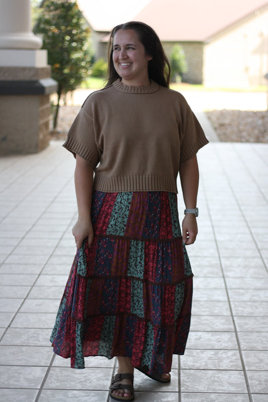 Paisley Printed Gauze Midi Skirt