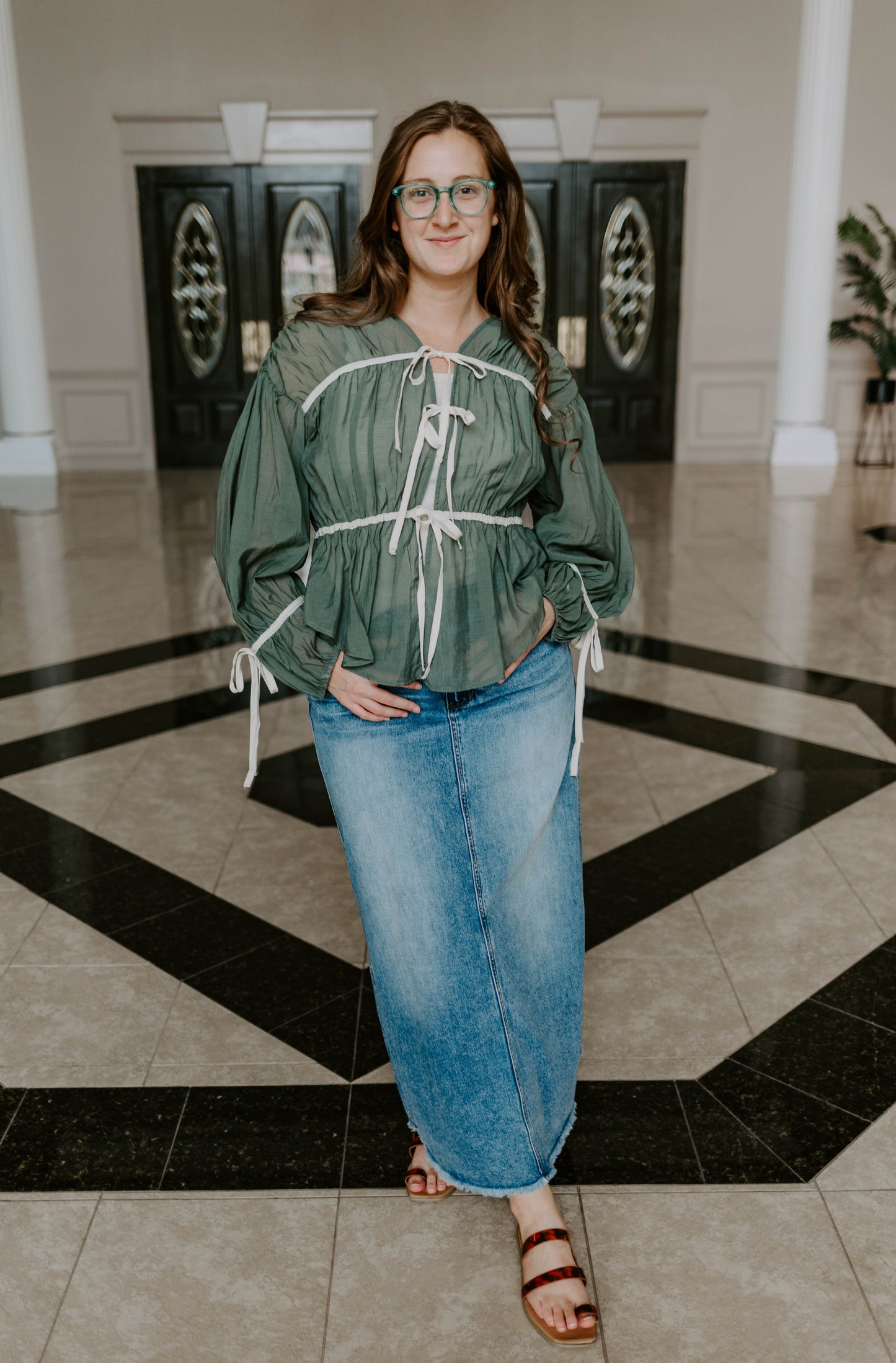 Ribbon Trim Blouse