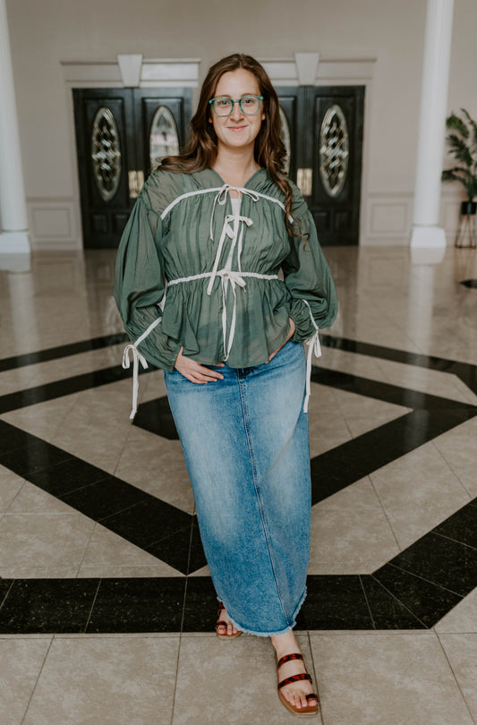 Ribbon Trim Blouse