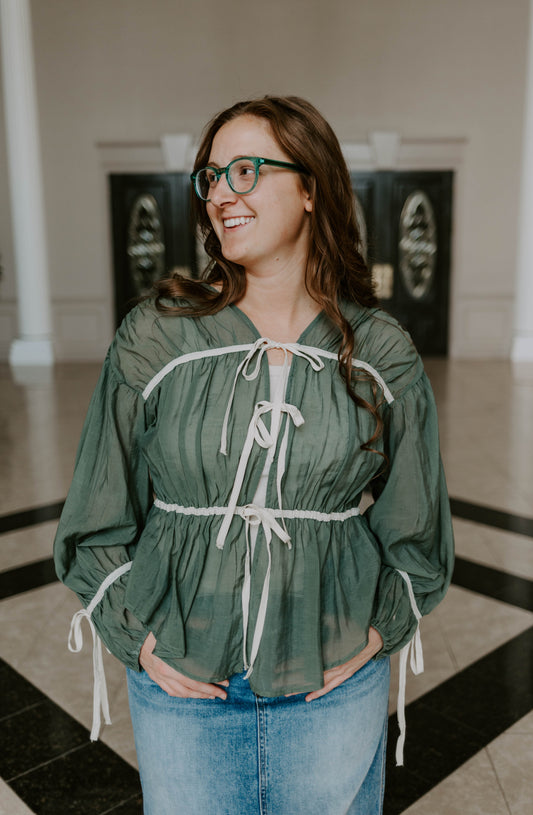 Ribbon Trim Blouse