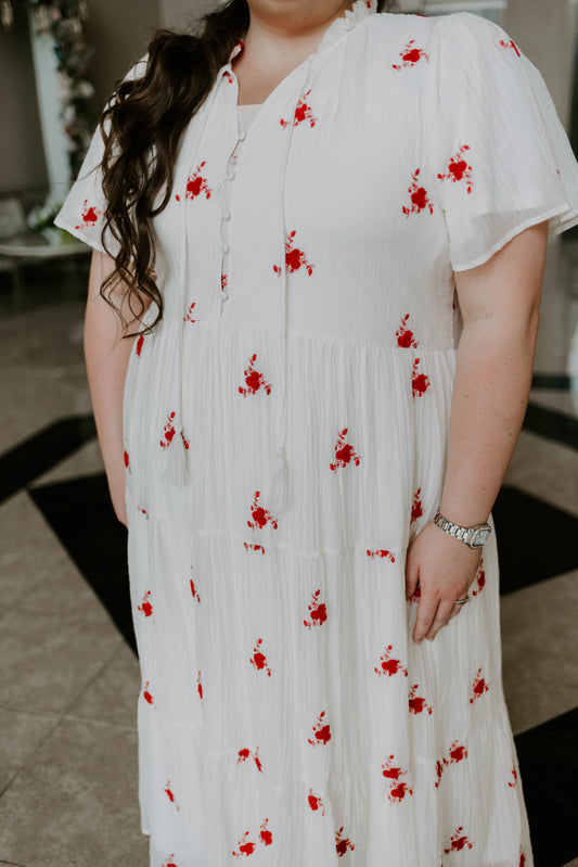 Printed Maxi Dress with Tassel-tie Neckline