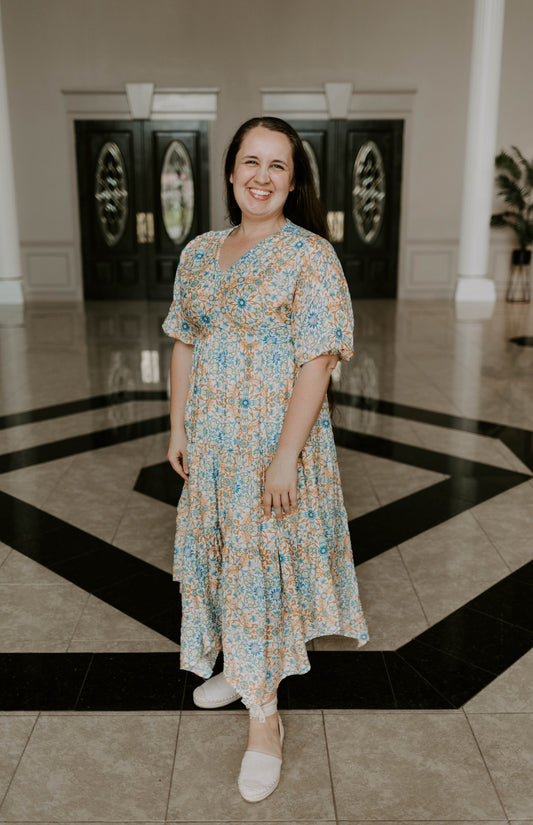 Floral Print Hanky Hem Dress