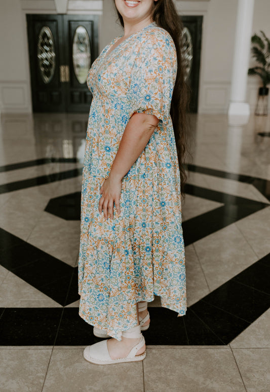 Floral Print Hanky Hem Dress
