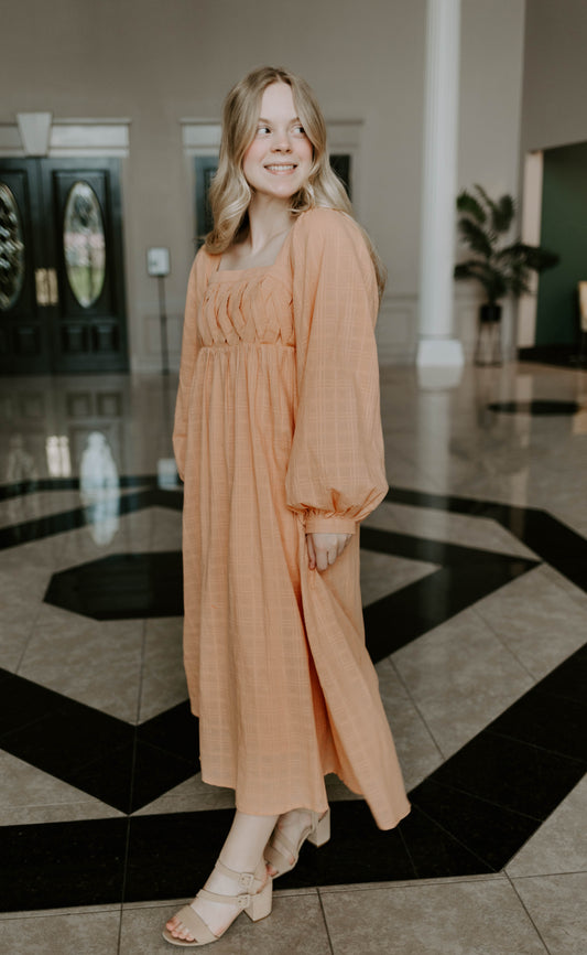 Textured Smocked Midi Dress