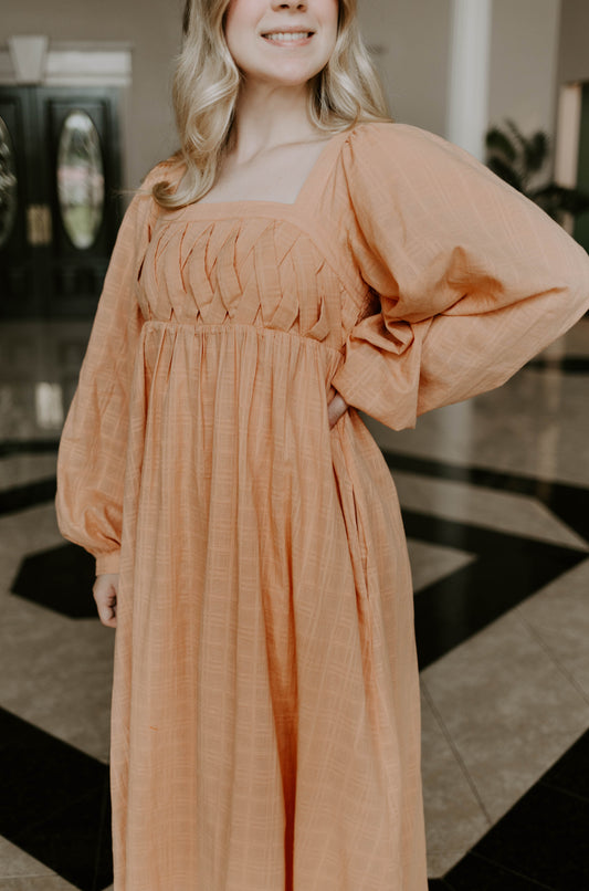 Textured Smocked Midi Dress