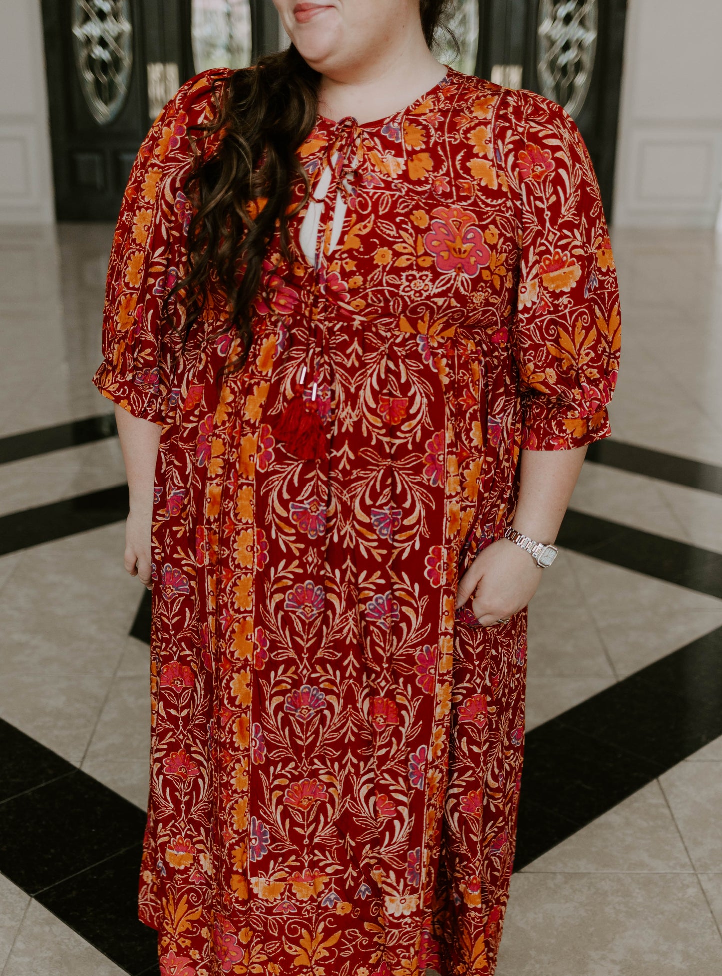 Boho Floral Midi Dress