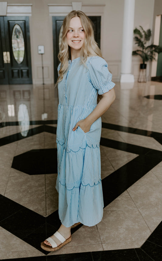 Scallop Hem Midi Dress