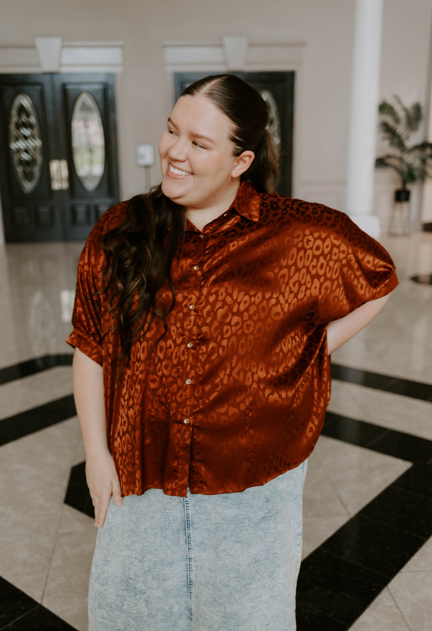 Light Satin Button Down Shirt
