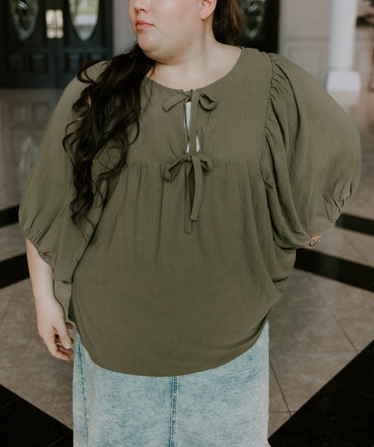 Solid Batwing Blouse