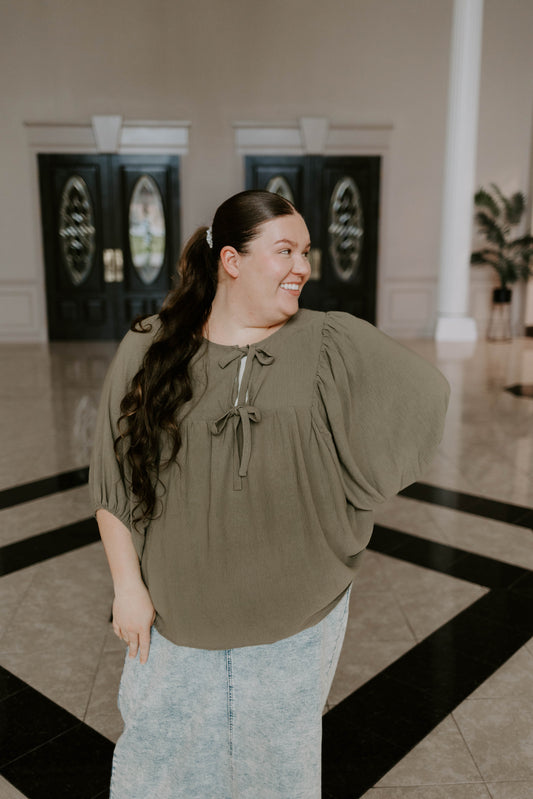 Solid Batwing Blouse