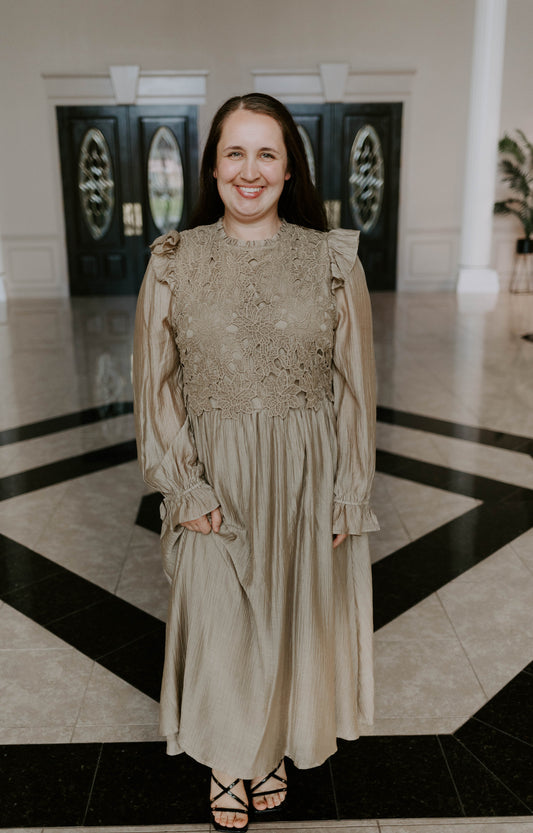 Lace Long Sleeve Midi Dress