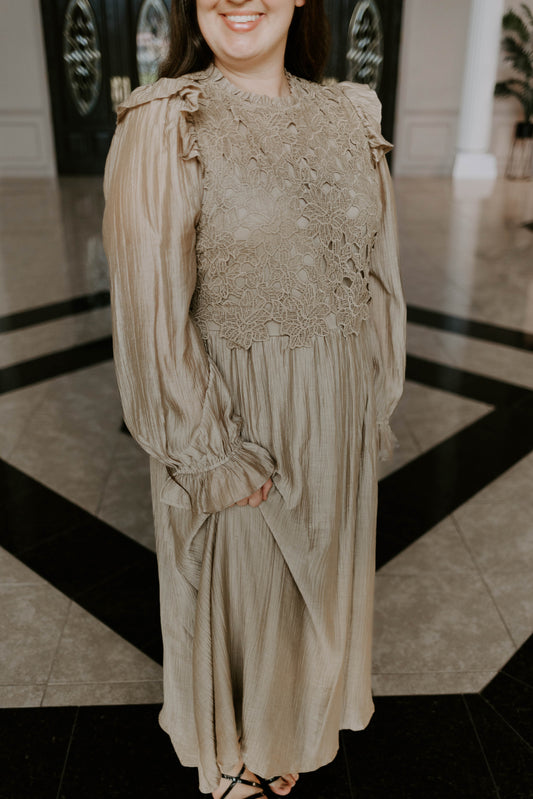 Lace Long Sleeve Midi Dress