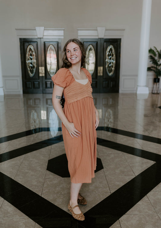 CROCHET BODICE MIDI DRESS