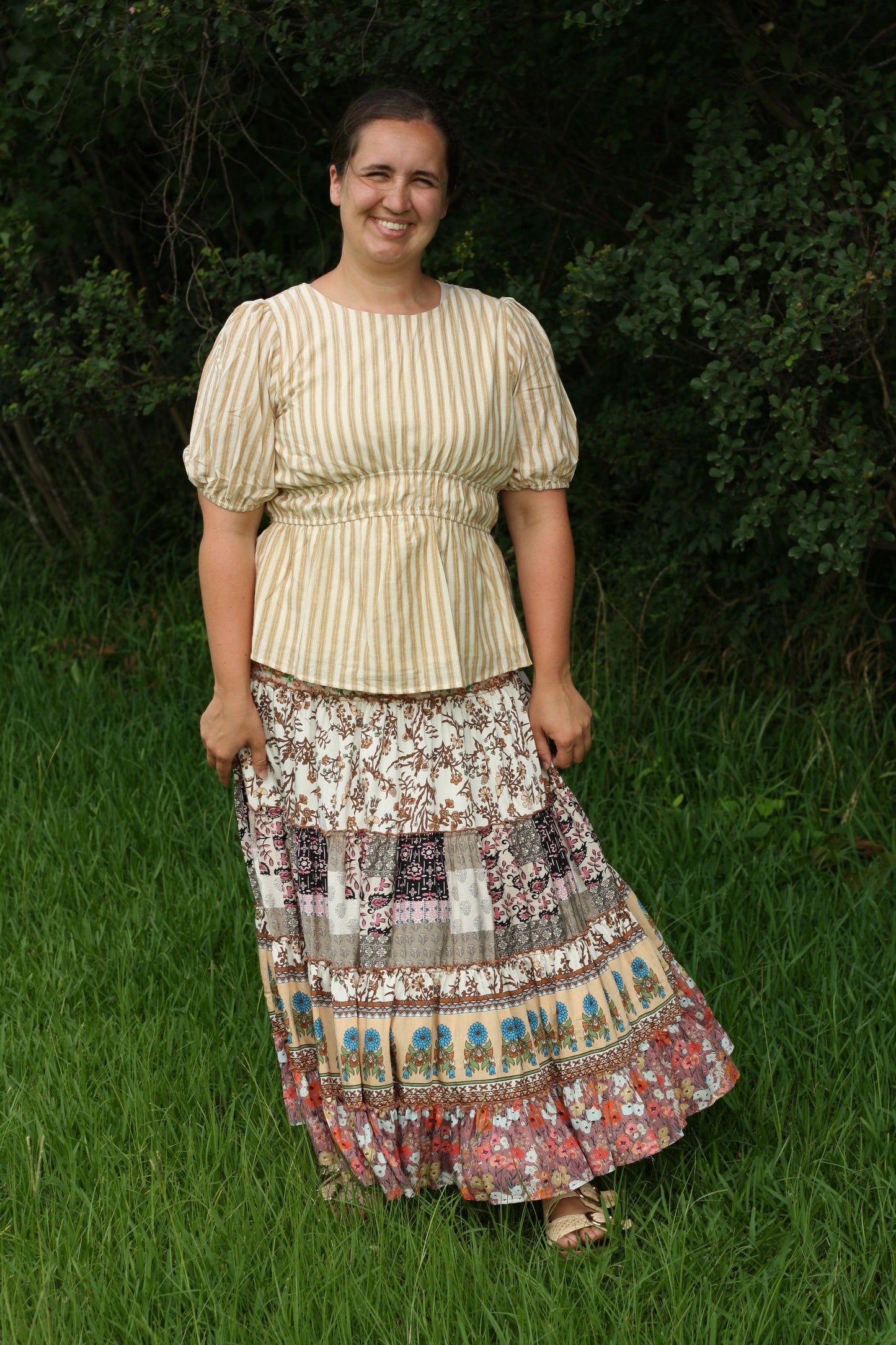 Mixed Print Maxi Skirt
